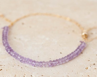 Pink Amethyst Bracelet for Women, Magnetic Clasp Gemstone Bracelet, February Birthstone Bracelet, Genuine Amethyst Bracelet Gold