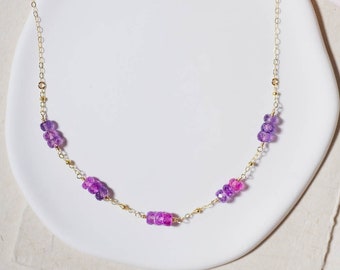 Pink Sapphire Statement Necklace in 14K Gold-Filled - September Birthstone Necklace, Gift for Her, Birthday Gift