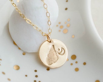 Seashell Charm Necklace with Custom Initial Add-On | 14K Gold-Filled, Hand-stamp Personalized Dainty Gold Charm | Nautical Ocean-Inspired