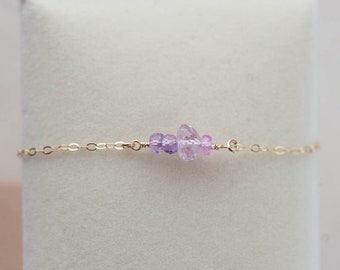 Sapphire Bracelet Baby Pink for Women, Beaded Sapphire Bracelet Gold, September Birthstone Bracelet, Genuine Sapphire – Magenta Collection