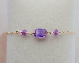 Sapphire Bracelet for Women, Fancy Cut Beaded Sapphire Bracelet, September Birthstone Bracelet, Genuine Sapphire – Magenta Collection