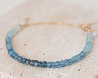 Aquamarine Bracelet Spectrum for Women, Magnetic Clasp Gemstone Bracelet, March Birthstone Bracelet, Genuine Aquamarine Bracelet Gold