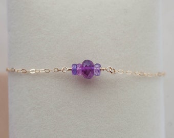 Sapphire Bracelet Rich Purple Pink for Women, Beaded Sapphire Bracelet, September Birthstone Bracelet, Genuine Sapphire – Magenta Collection