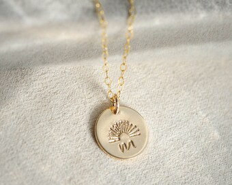 Sun Charm Necklace with Custom Initial | 14K Gold-Filled, Hand-stamp Personalized Dainty Gold Charm | Celestial Unique Gift for Her