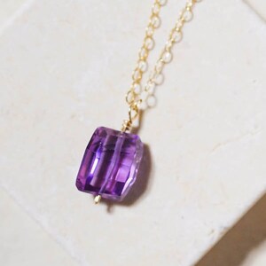 Fancy Cut Purple Sapphire Necklace in 14K Gold-Filled September Birthstone Necklace, Gift for Her, Birthday Gift image 1