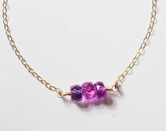 Pink Sapphire Bar Bracelet in 14K Gold-Filled - September Birthstone Necklace, Gift for Her, Birthday Gift