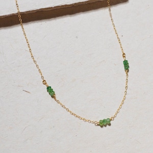 Dainty Trio Emerald Bar Necklace in 14K Gold-Filled May Birthstone Necklace, Gift for Her, Birthday Gift, Anniversary Gift, Gift for Mom image 1