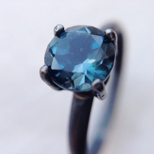 Magnificent London Blue Topaz Ring, Oxidized Silver Rings , dgc , SFEtsy, Love image 1