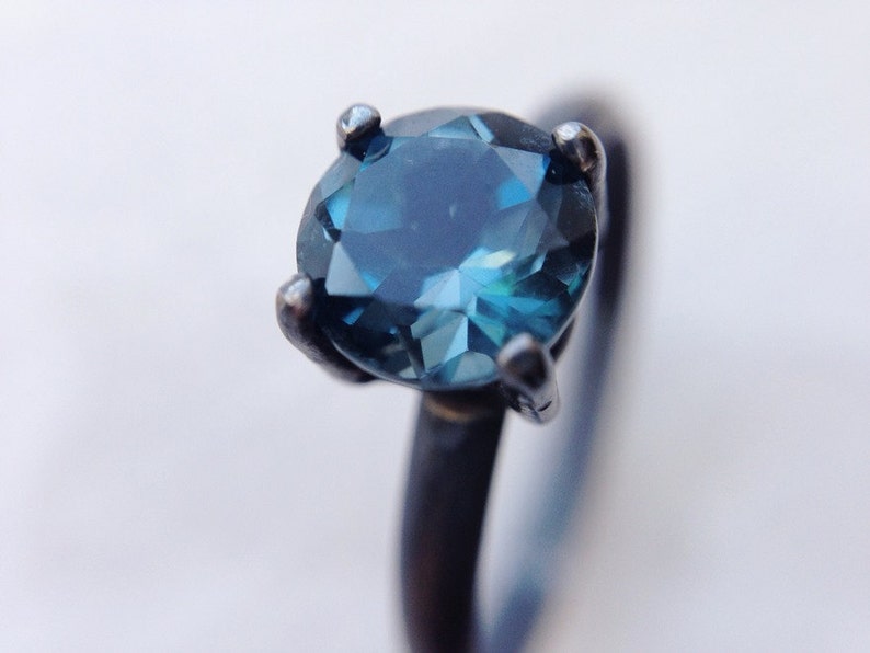 Magnificent London Blue Topaz Ring, Oxidized Silver Rings , dgc , SFEtsy, Love image 1