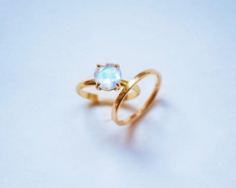 Balance for mhusvet - Recycled 14K Gold 7mm Magnificent Rainbow Moonstone Ring