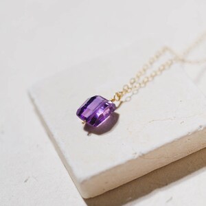 Fancy Cut Purple Sapphire Necklace in 14K Gold-Filled September Birthstone Necklace, Gift for Her, Birthday Gift image 2