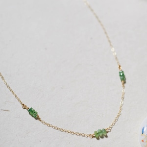 Dainty Trio Emerald Bar Necklace in 14K Gold-Filled May Birthstone Necklace, Gift for Her, Birthday Gift, Anniversary Gift, Gift for Mom image 4