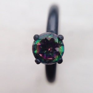 Brazil Mystic Topaz Ring Oxidized Silver Rings, November Birthstone, dgc, SFEtsy, Love image 2