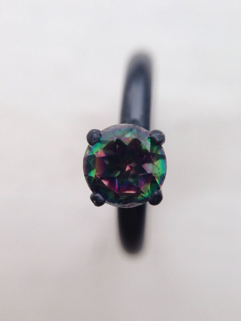 Brazil Mystic Topaz Ring Oxidized Silver Rings, November Birthstone, dgc, SFEtsy, Love image 2