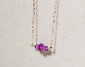 Pink Sapphire Cluster Necklace in 14K Gold-Filled - September Birthstone Necklace, Gift for Her, Birthday Gift