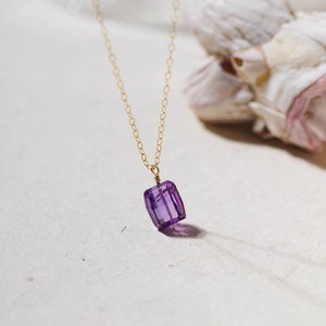 Fancy Cut Purple Sapphire Necklace in 14K Gold-Filled September Birthstone Necklace, Gift for Her, Birthday Gift image 3