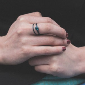 London Blue Topaz Ring Set Engagement Ring Set Gemstone Rings , dgc, SFEtsy, Love image 1