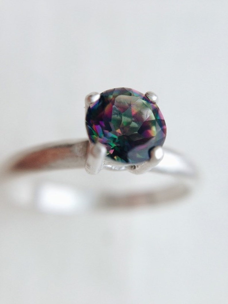 Brazil Mystic Topaz Ring Oxidized Silver Rings, November Birthstone, dgc, SFEtsy, Love image 3