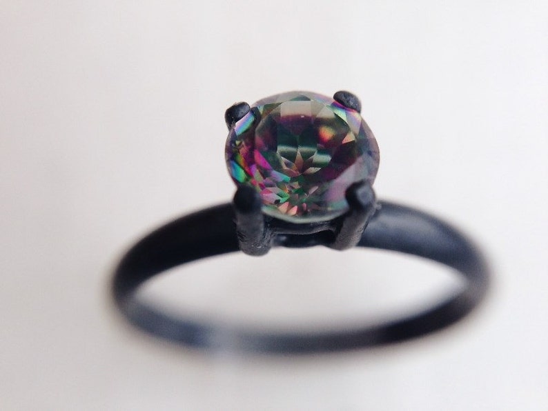 Brazil Mystic Topaz Ring Oxidized Silver Rings, November Birthstone, dgc, SFEtsy, Love image 1