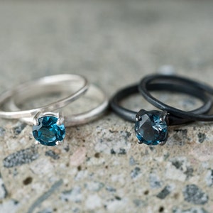 London Blue Topaz Ring Set Engagement Ring Set Gemstone Rings , dgc, SFEtsy, Love image 5