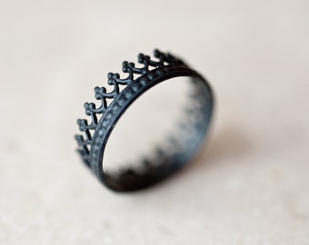 King Crown Ring – Silver Stackable Ring Oxidized Silver Ring -  SFEtsy, Love