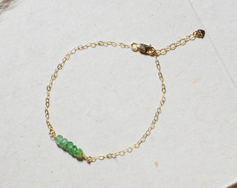 Emerald Bar Bracelet in 14K Gold-Filled - May Birthstone Necklace, Gift for Her, Birthday Gift, Anniversary Gift, Gift for Mother