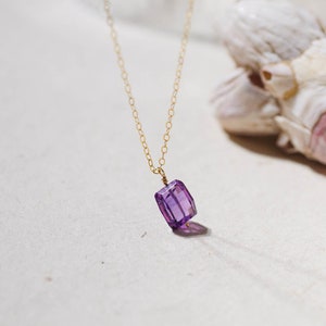 Fancy Cut Purple Sapphire Necklace in 14K Gold-Filled September Birthstone Necklace, Gift for Her, Birthday Gift image 4