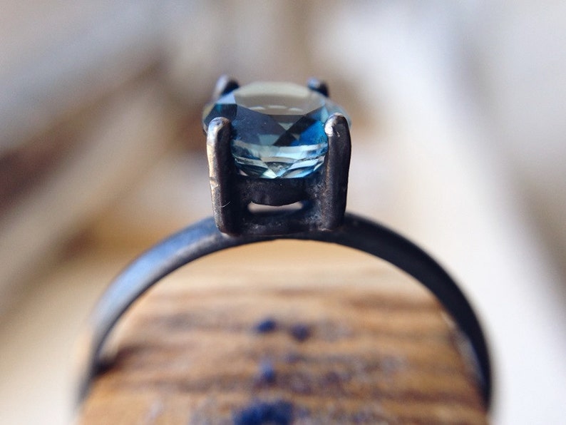 Magnificent London Blue Topaz Ring, Oxidized Silver Rings , dgc , SFEtsy, Love 画像 5