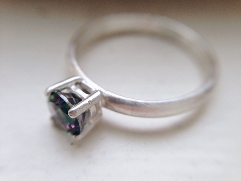 Brazil Mystic Topaz Ring Oxidized Silver Rings, November Birthstone, dgc, SFEtsy, Love image 4