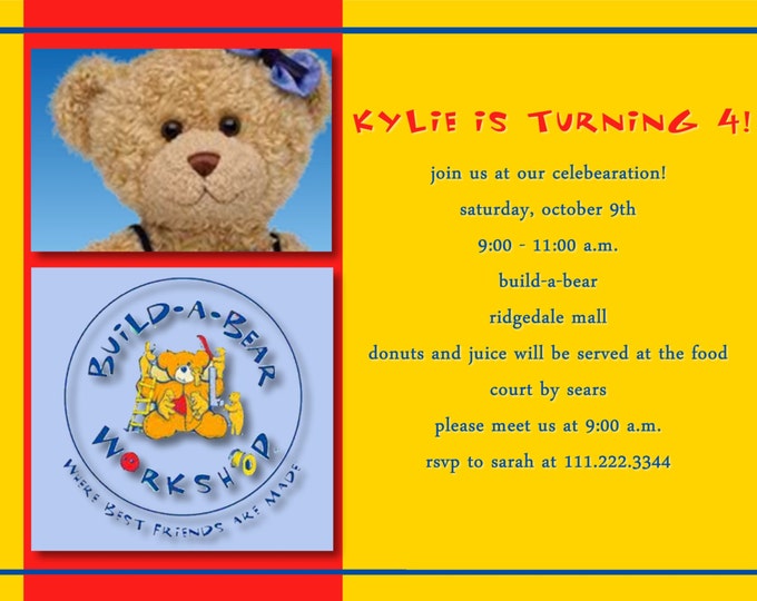 Build-a-bear Themed Birthday Invitation - Etsy