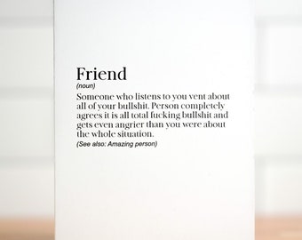 Friend definition... Friendship Card