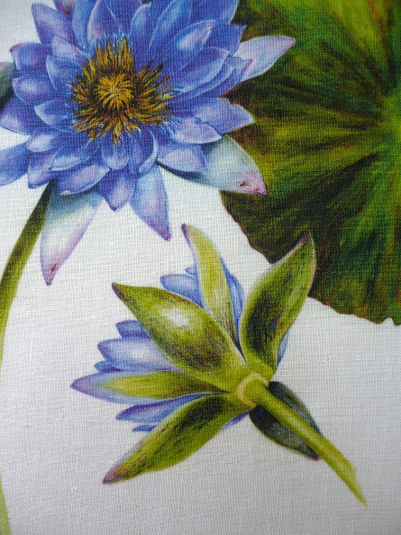 Blue Water Lily Botanical Tea Towel Julie Mcenerny Etsy