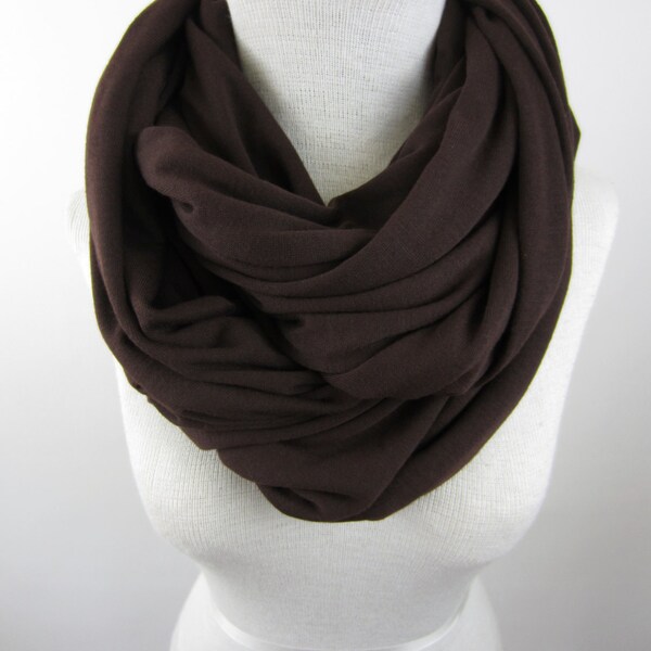 Chunky Brown Scarf - Large Infinity Scarf - Oversized Circle Scarf - Brown Sweater Scarf