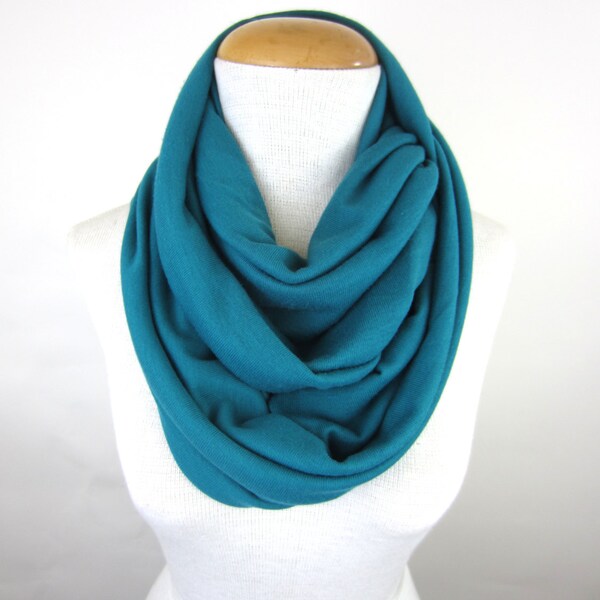 Large Teal Infinity Scarf - Turquoise Cowl - Oversized Blue Green Circle Scarf