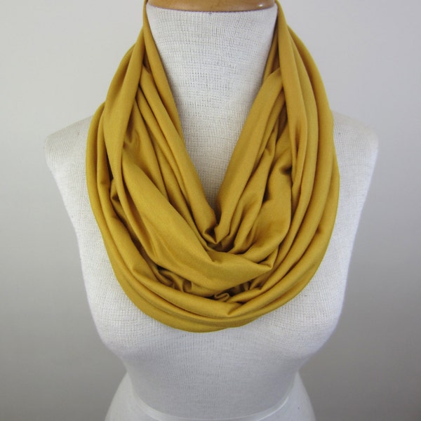 SALE - Mustard Infinity Scarf - Goldenrod Circle Scarf - Mustard Scarf