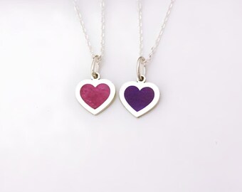 Coquette heart Charm: Heart Pendant in Pink and Purple Tones for a Charming Style