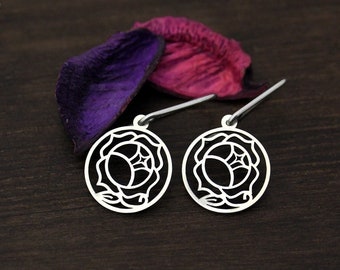 Pendientes Utena Rose Plata de ley 925. Sello de la Chica Revolucionaria Utena Rose inspirado en el anime. Regalo de amor. Cosplay.