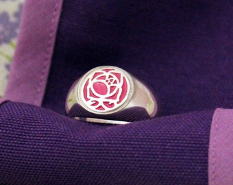 Revolutionary girl rose signet ring. Costume Cosplay. Sterling silver 925. 1.0 Version