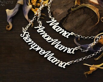 Special Custom Mother's Day Set: 'Mamá', 'Amor Mamá', 'Siempre Mamá' - Sterling Silver Pendant Set with Chain