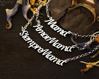 Conjunto Especial Personalizado para el Día de la Madre: 'Mamá', 'Amor Mamá', 'Siempre Mamá' - Conjunto de Colgante de Plata de Ley con Cadena