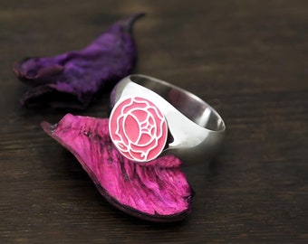 Utena ring Sterling Silver 925. Revolutionary girl. Gift of love. Art Nouveau stained glass style.