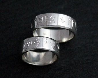 Elvish and Dwarven rings personalized with your runes names. Sterling silver 925. Owieru elvish art.