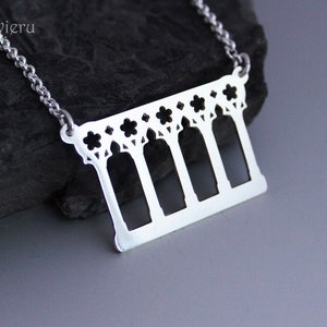 Cathedral arches necklace. Architecture Gothic Sterling silver 925. Architecture jewelry. Pilgrim's Jewelry Owieru. image 1