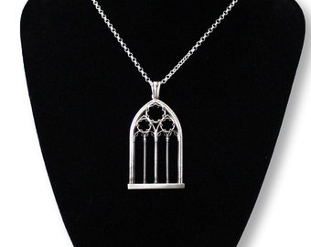 Architecture Window pendant sterling silver. Gothic Pendant 02. Camino de Santiago. Pilgrim's Jewelry. Architectural Jewelry Owieru.