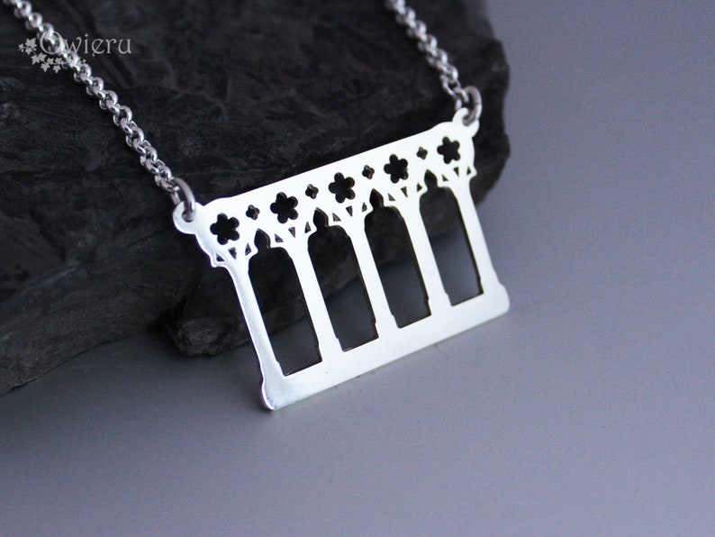 Cathedral arches necklace. Architecture Gothic Sterling silver 925. Architecture jewelry. Pilgrim's Jewelry Owieru. image 1