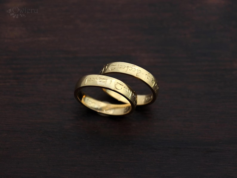 Elvish Wedding Ring in Solid Gold | Custom Elven Band | Tolkien ...