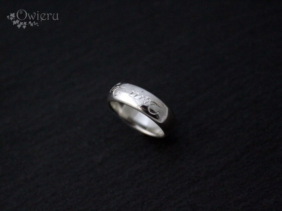 Custom Elvish Ring With Cursive Runes. Sterling Silver