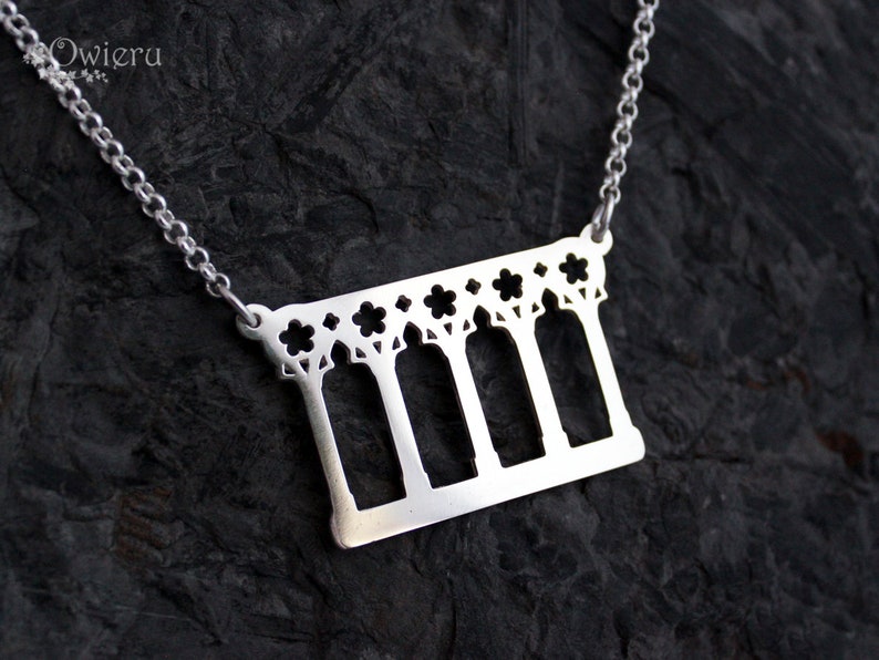 Cathedral arches necklace. Architecture Gothic Sterling silver 925. Architecture jewelry. Pilgrim's Jewelry Owieru. image 2