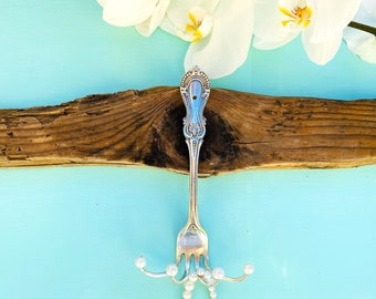 upcycled Hook made of a silver-plated fork beautiful wall hook