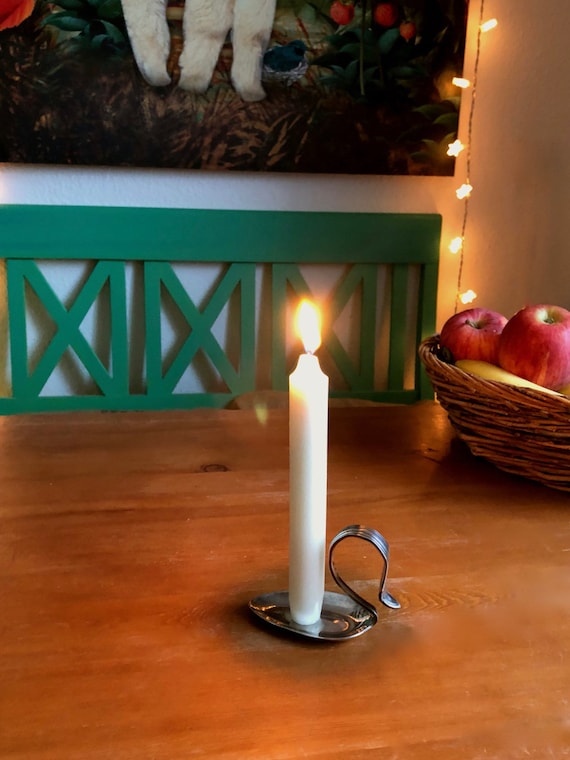 Kerzenständer aus einem upcycling Löffel, versilbert